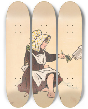 Triptych art skateboard deck of George Markendorff On The Farm by George Markendorff (19-)