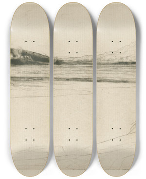 Triptych art skateboard deck of David Young Cameron Strathearn by David Young Cameron (1865-1945)