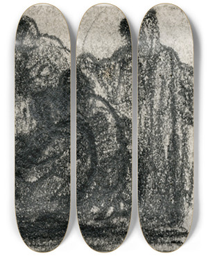 Triptych art skateboard deck of Matthijs Maris Literaire Voorstelling_4 by Matthijs Maris (1839-1917)