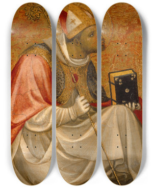 Triptych art skateboard deck of Gherardo Starnina A Bishop Saint And Saint Lawrence by Gherardo Starnina (1360-1413)