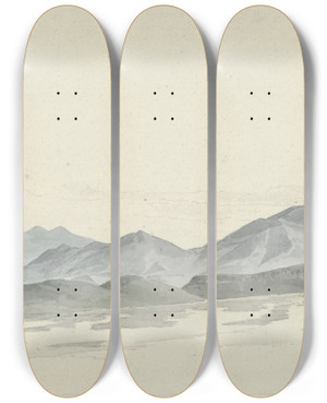 Triptych art skateboard deck of Josephus Augustus Knip Mountain Landscape At Tusculum by Josephus Augustus Knip (1777-1847)