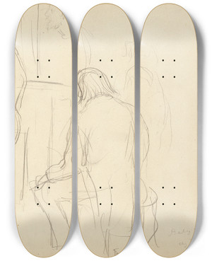 Triptych art skateboard deck of Edgar Degas Soire by Edgar Degas (1834-1917)