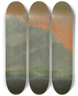 Triptych art skateboard deck of Frederic Edwin Church Iceberg Against Evening Sky by Frederic Edwin Church (1826-1900)