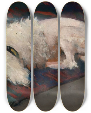 Triptych art skateboard deck of Jean Braud Le Caniche Blanc by Jean Beraud (1849-1935)