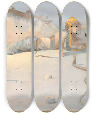 Triptych art skateboard deck of Charles Conder Hot Wind by Charles Conder (1868-1909)