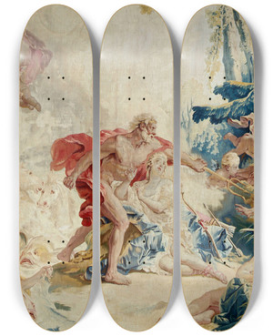 Triptych art skateboard deck of Franois Boucher Neptune Et Amymon by Francois Boucher (1703-1770)