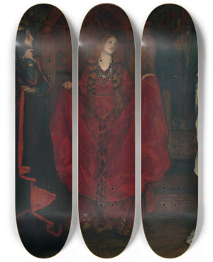 Triptych art skateboard deck of Edwin Austin Abbey King Lear Act I Scene I by Edwin Austin Abbey (1852-1911)