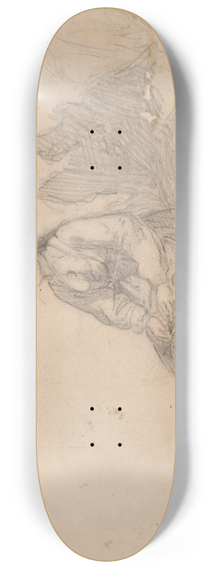 Hans Gude - Girl in mountain landscape 8.25 inch art skate deck