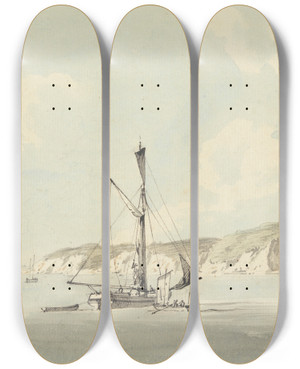 Triptych art skateboard deck of John Thomas Serres Southampton Water by John Thomas Serres (1759-1825)