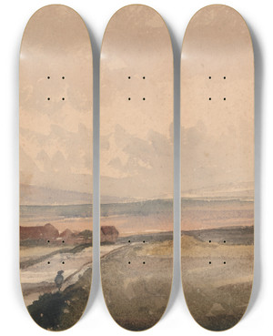 Triptych art skateboard deck of Peter Dewint A Yorkshire Road_2 by Peter Dewint (1784-1849)