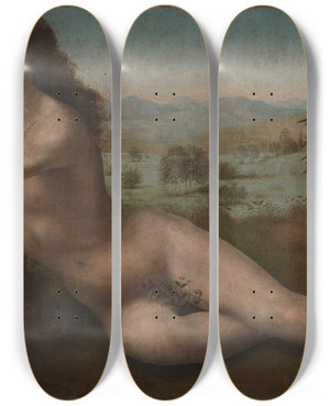 Triptych art skateboard deck of Giuliano Bugiardini Adam by Giuliano Bugiardini (1475-1554)