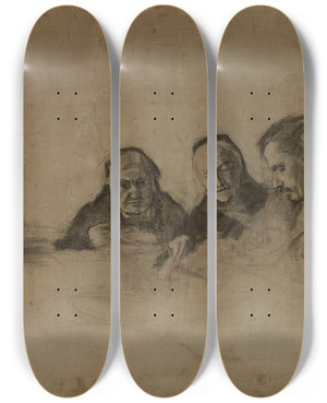 Triptych art skateboard deck of Konrad Krzyanowski Evening Siesta by Konrad Krzyzanowski (1872-1922)