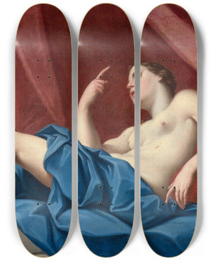 Triptych art skateboard deck of Marcantonio Franceschini Cupidfleeing From The Woundedvenus by Marcantonio Franceschini (1648-1729)