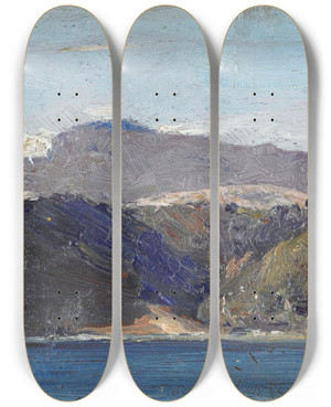 Triptych art skateboard deck of Tom Roberts In Quarantine Wellington by Tom Roberts (1856-1931)