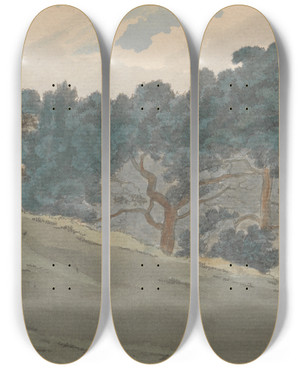 Triptych art skateboard deck of William P Sherlock View From Greenwich Park by William P Sherlock (1780-1825)