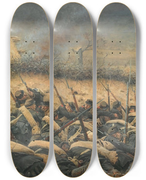 Triptych art skateboard deck of Vasily Vereshchagin Before The Attack At Plevna by Vasily Vereshchagin (1842-1904)