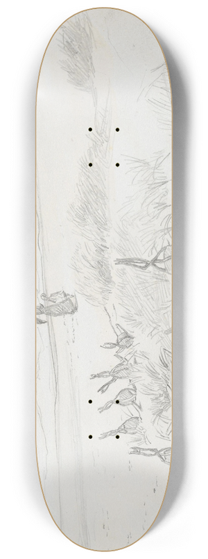 Hans Gude - Kvinne med barn og ankere p stranden, Ghren 8.25 inch art skate deck