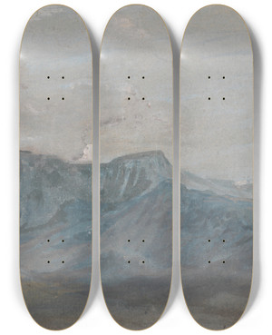 Triptych art skateboard deck of Paul Sandby Welsh Mountain Study by Paul Sandby (1731-1809)