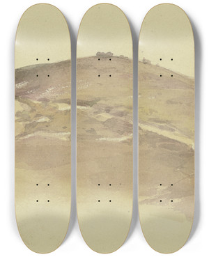 Triptych art skateboard deck of Jakob Becker Hill by Jakob Becker (1810-1872)