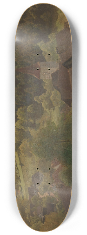 Hans Gude - Landscape from Ebersteinburg in Baden 8.25 inch art skate deck