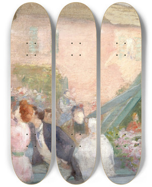 Triptych art skateboard deck of Victor Marec Un Toast by Victor Marec (1862-1920)