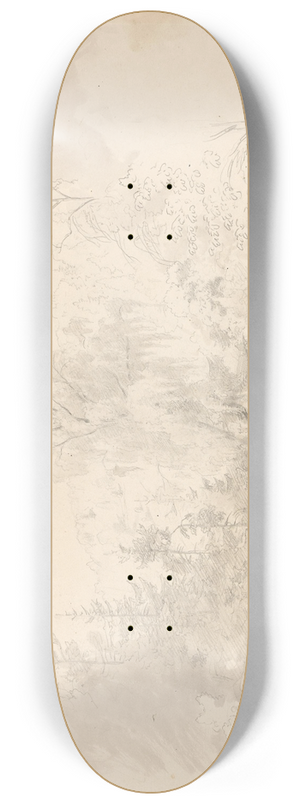 Hans Gude - Landscape with Seated Male Figure 8.25 inch art skate deck