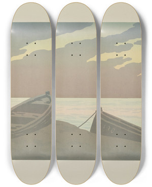 Triptych art skateboard deck of Henri Rivire Le Soir by Henri Riviere (1864-1951)