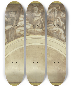 Triptych art skateboard deck of Taddeo Zuccari Kopie Der Sibyllen Des Raffael In S Maria Della Pace In Rom by Taddeo Zuccari