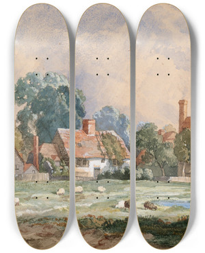 Triptych art skateboard deck of Arthur Gilbert Horsmondon Green Kent by Arthur Gilbert