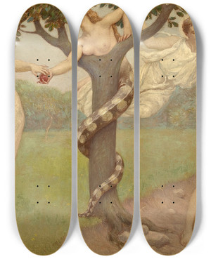 Triptych art skateboard deck of Kenyon Cox The Fall by Kenyon Cox (1856-1919)