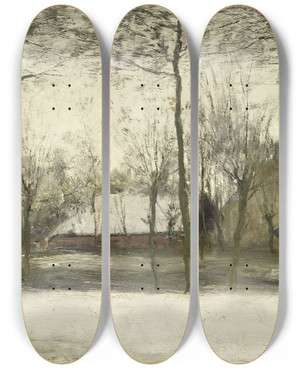 Triptych art skateboard deck of Willem Maris Winterlandschap by Willem Maris (1844-1910)