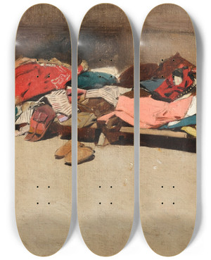 Triptych art skateboard deck of Alberto Pasini Mercato by Alberto Pasini (1826-1899)