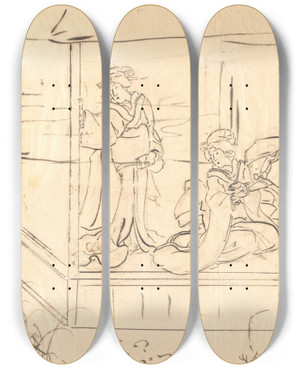 Triptych art skateboard deck of Utagawa Kunisada Toyokuni Iii Print by Utagawa Kunisada (Toyokuni III) (1786-1865)
