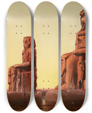 Triptych art skateboard deck of Albert Zimmermann Die Memnonkolosse_1 by Albert Zimmermann (1808-1888)