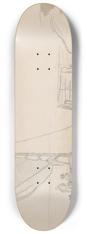 Hans Gude - Seilbt med figurer ved brygge 8.25 inch art skate deck