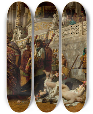 Triptych art skateboard deck of Henryk Siemiradzki Christian Dirce by Henryk Siemiradzki (1843-1902)