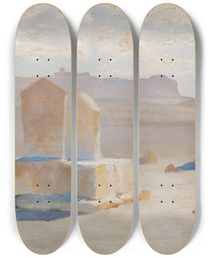 Triptych art skateboard deck of Henrybrokman Le Caire Tombeaux Des Califes by HenryBrokman (1868-1933)