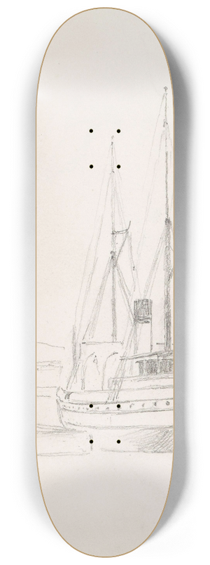 Hans Gude - Steamship in port 8.25 inch art skate deck
