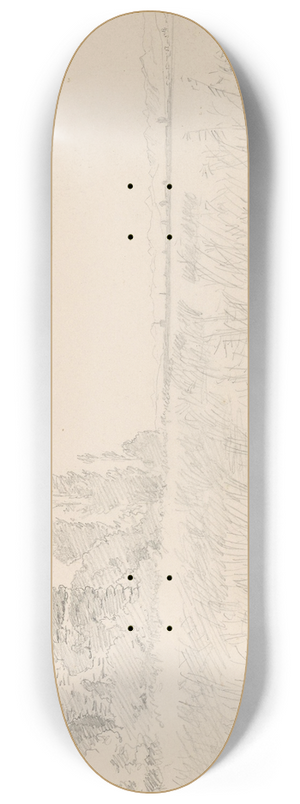 Hans Gude - Strand med ruin og popler, Reichenau 8.25 inch art skate deck