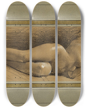 Triptych art skateboard deck of Lon Bonnat Etude Pour Lidal Lhtel De Ville De Paris by Leon Bonnat (1833-1922)