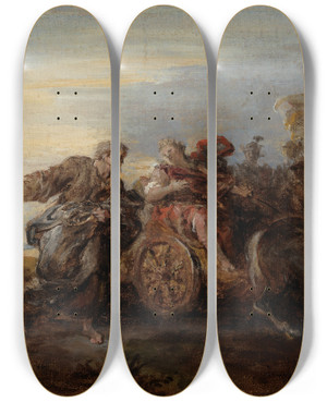 Triptych art skateboard deck of Joseph Parrocel Scenes From Ancient History_1 by Joseph Parrocel (1646-1704)