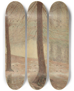 Triptych art skateboard deck of Anna De Weert De Coupure In Gent by Anna De Weert (1867-1950)