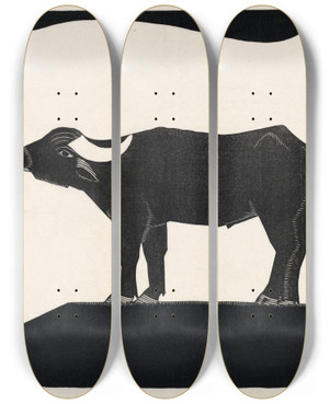 Triptych art skateboard deck of Samuel Jessurun De Mesquita Buffel by Samuel Jessurun De Mesquita (1868-1944)