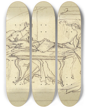 Triptych art skateboard deck of Paul Egell Divorce by Paul Egell (1691-1752)