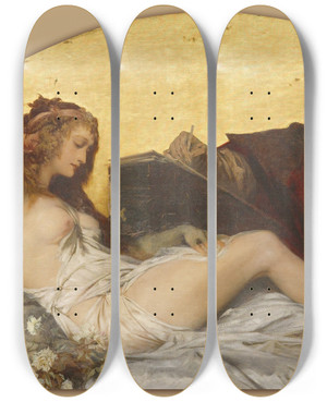 Triptych art skateboard deck of Hans Makart Leonardo Da Vinci by Hans Makart (1840-1884)