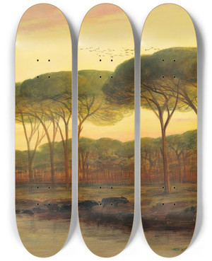 Triptych art skateboard deck of Edward Lear Ravenna by Edward Lear (1812-1888)