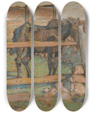 Triptych art skateboard deck of Nils Kreuger Confined by Nils Kreuger (1858-1930)