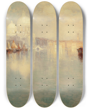 Triptych art skateboard deck of Thomas Moran Venice_4 by Thomas Moran (1837-1926)