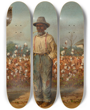 Triptych art skateboard deck of William Aiken Walker Cotton Pickers_1 by William Aiken Walker (1838-1921)