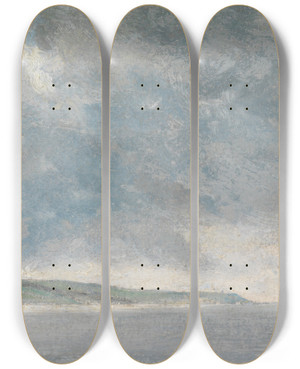 Triptych art skateboard deck of John Constable Coastal Scene With Cliffs by John Constable (1776-1837)